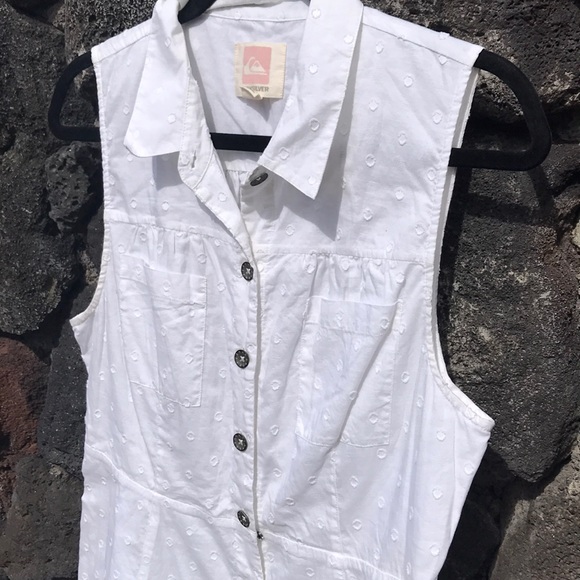 Quicksilver Women’s White Button Down Dress Size L - Picture 3 of 4